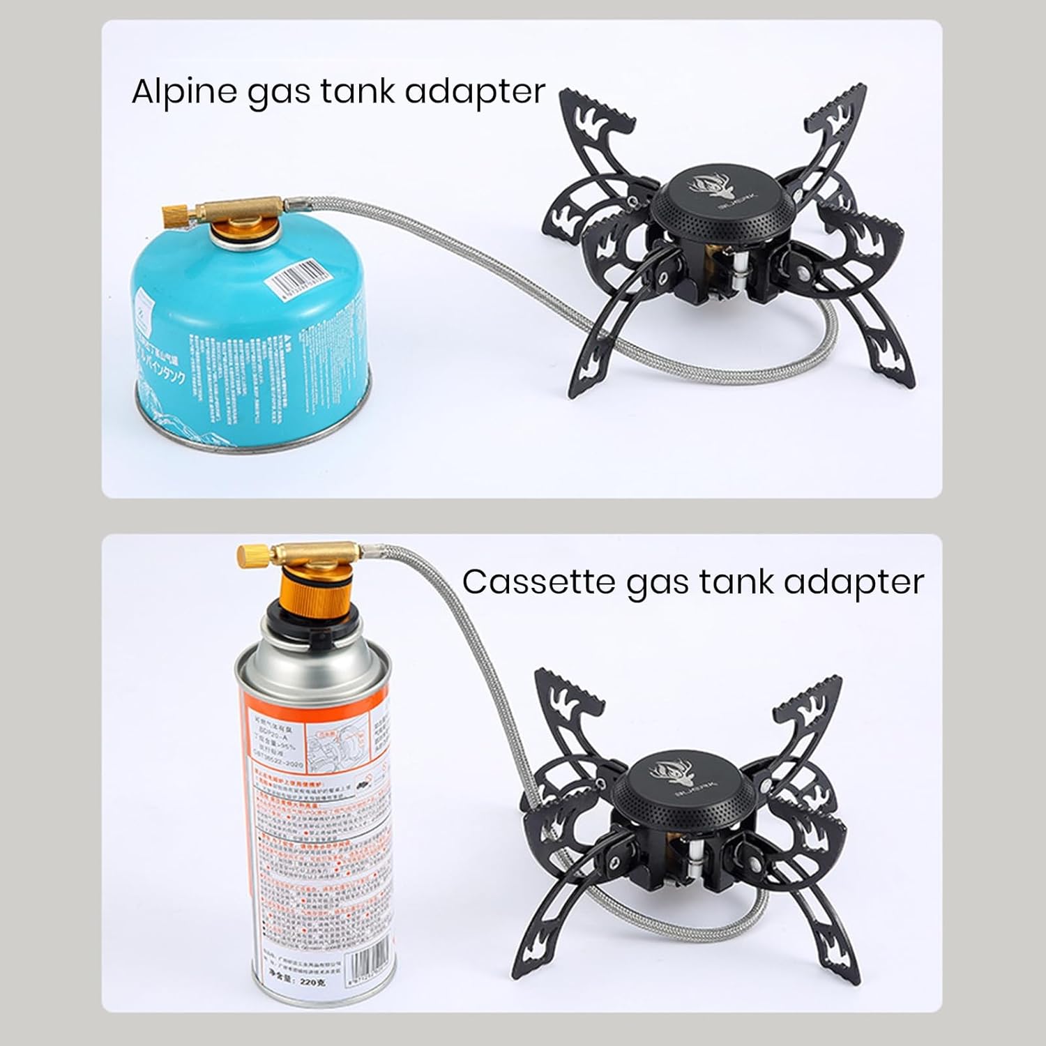 Portable Camping Stove Burner, 3800W Small Backpacking Stoves, 60KG Heavy Duty Rotating Folding Camp Stove Unfolds 8.5" with Fuel Canister Adapter, Piezo Ignition, Carry Case, Pot Stand