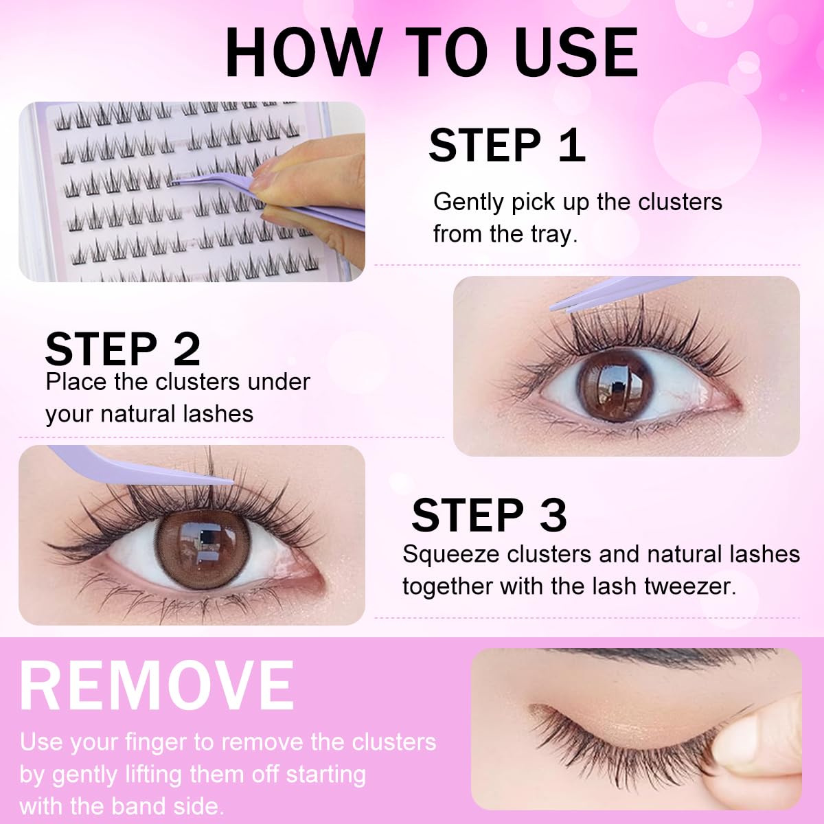 MAYCREATE 240PCS Self Adhesive Eyelash Clusters, Pre-Glued With Tweezer 3