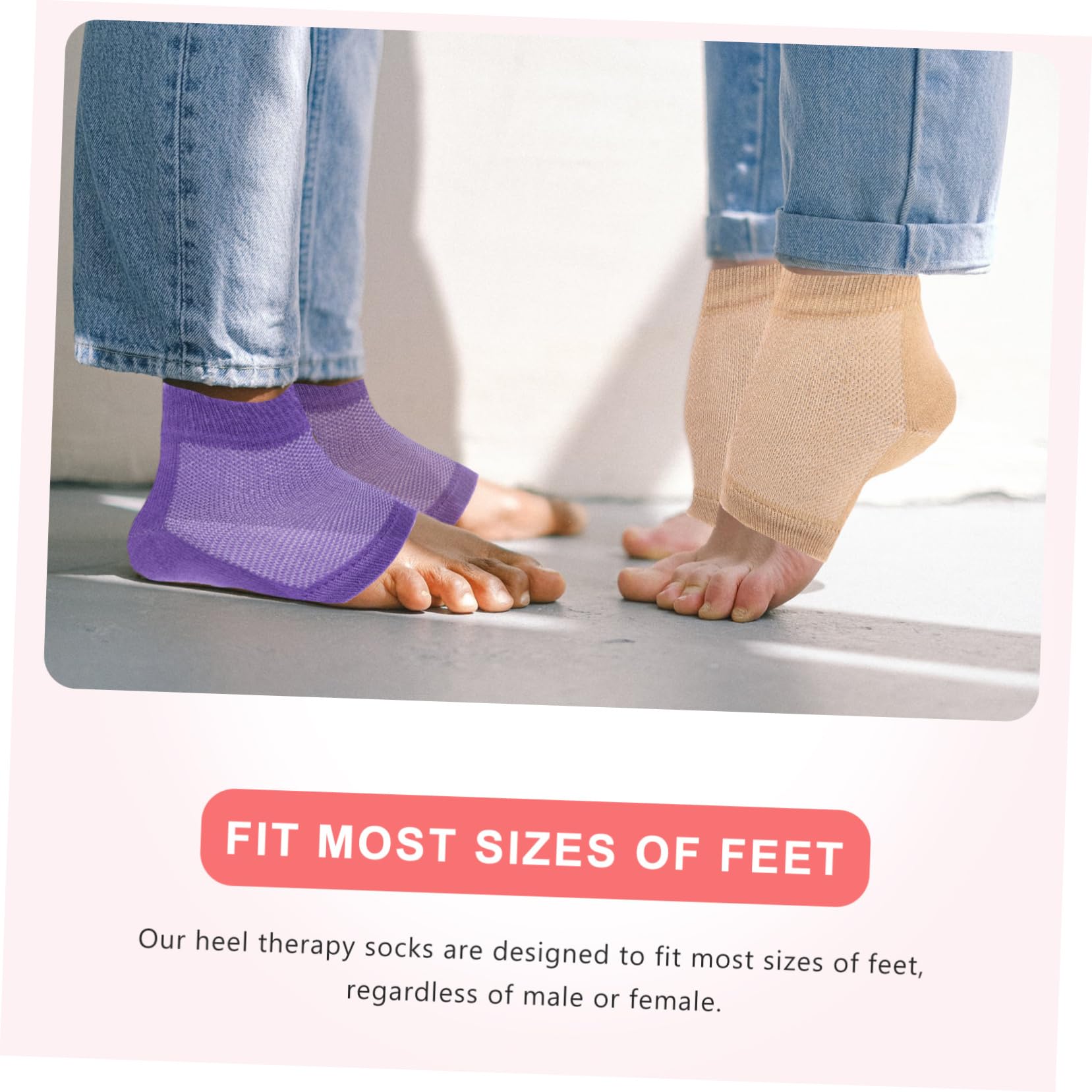 Mikinona Cracked Heel Socks Pairs Dry Feel Socks Spa Lotion Gel Anti-Slip Polyester Cotton Comfortable Natural Look