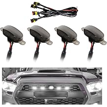 4 PCS Car LED Grille Lights, Waterproof Front Grille Running Lights with Wiring Harness, LED Grill Running Lamp Decorative Light for 2017-2019 F150 Raptor Black & White, 4 PCS