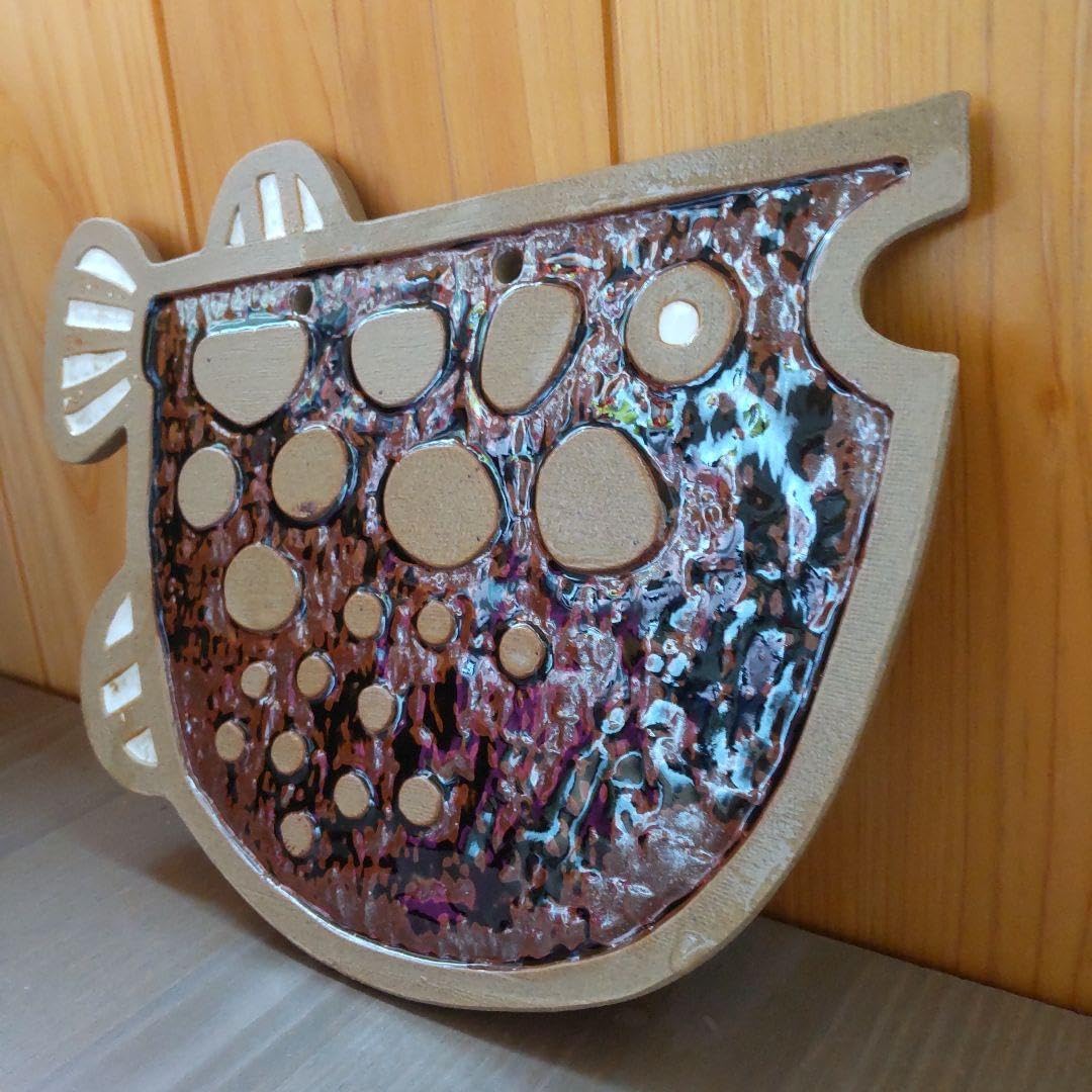 鍋敷き 陶器 レトロ 河豚 ふぐ 敬老の日 民芸品 テーブル