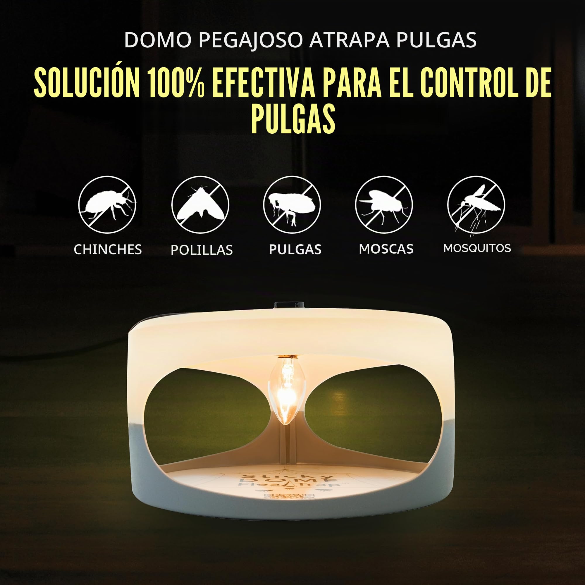 ASPECTEK Trampa para Pulgas, Sticky Dome™ Paquete de 2 Discos Adhesivos Uso en Interiores, Repelente Insectos - Repelente pulgas Humanos, Libre de Químicos, lampara antipulgas