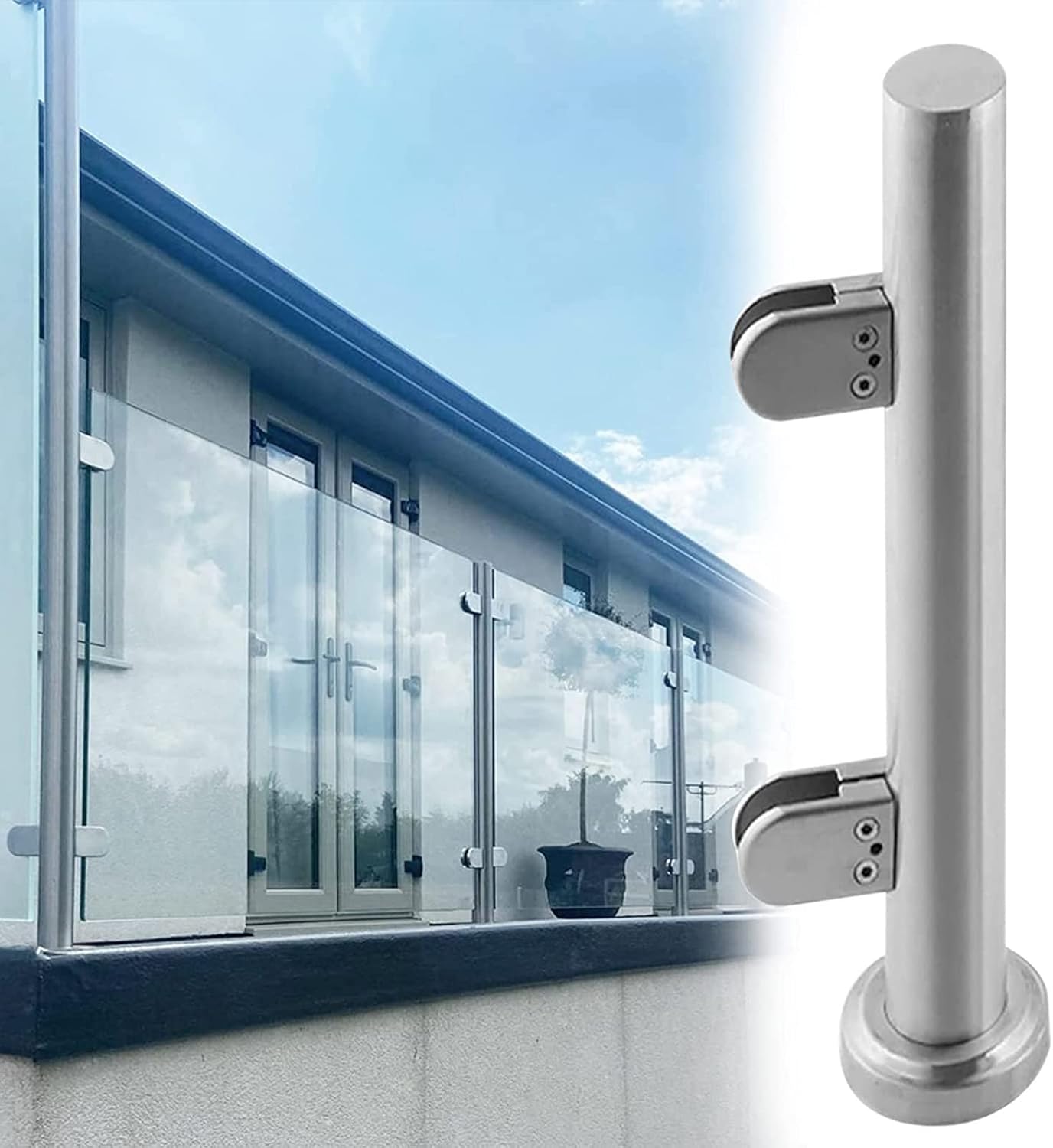 Extra Tall Glass Clamp Railing Post for Deck & Stairs, Deep Coffee 70cm/27.6in Balustrade Post, Ideal for Hallway, Loft, Garage & Step Glass Fencing