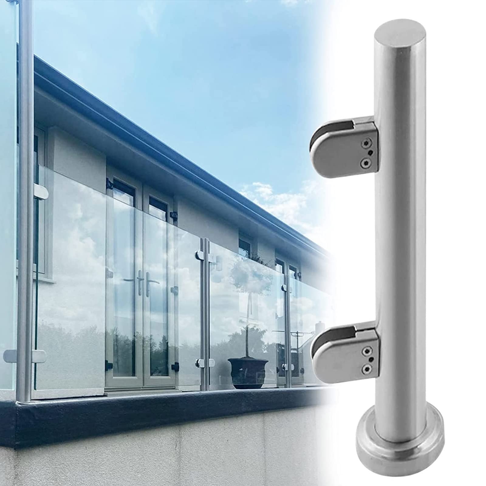 Poteau de garde-corps en verre café 90cm pour terrasse et escalier intérieur