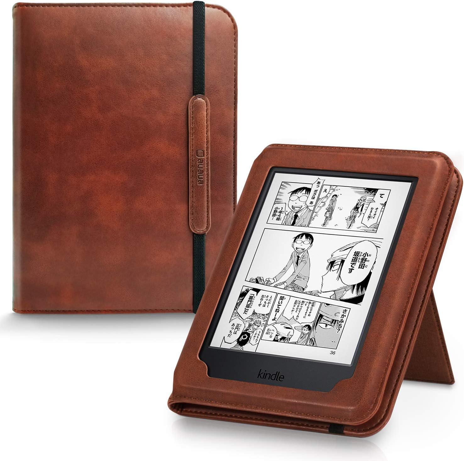 AUAUA Kindle Paperwhite Case -with Card Slot Hand Strap PU Leather Cover Perfectly Fit All-New Amazon Kindle Paperwhite (Fits All 2012, 2013, 2015 and 2016 Versions) (Card Slot,Brown)