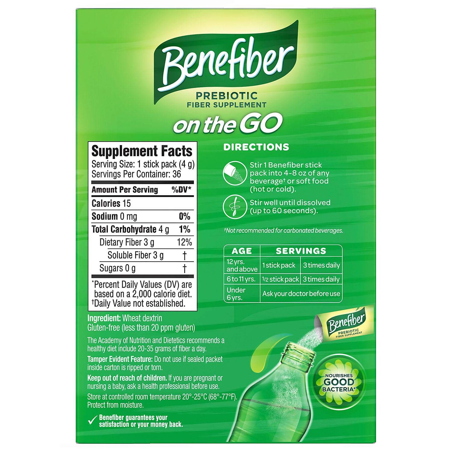 Benefiber On The Go Fiber Supplement Stick Twin Pack (72 ct.)