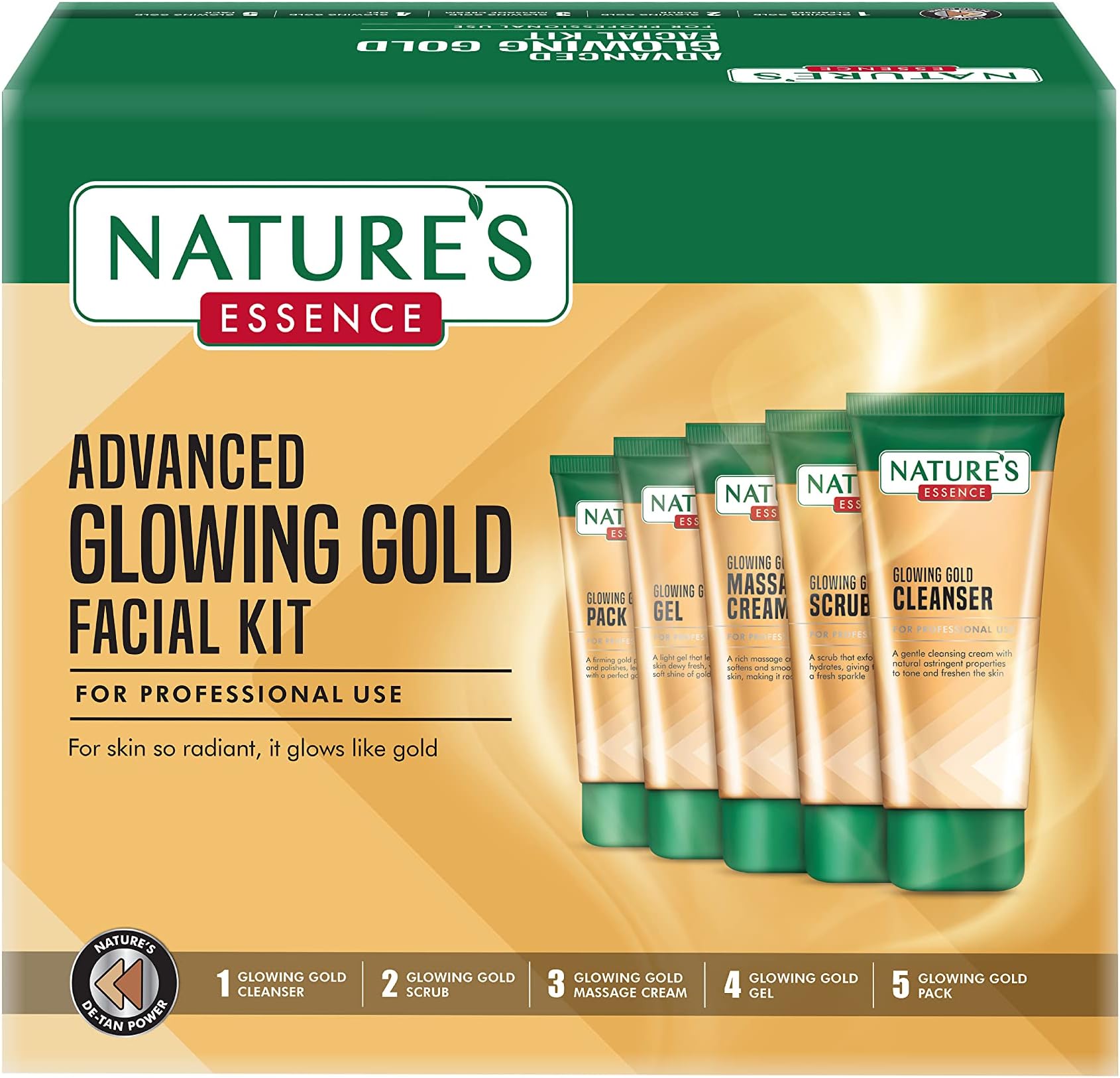 NATURES ESSENCE Advanced Glowing Gold Facial Kit, 250 gm