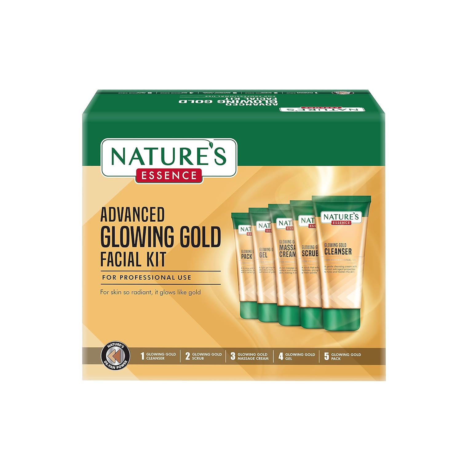 NATURES ESSENCE Advanced Glowing Gold Facial Kit, 250 gm NATURES ESSENCE Advanced Glowing Gold Facial Kit, 250 gm