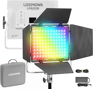 Godox Litemons LP600R RGB LED Light Panel with App Control, 60W Studio Photo Lighting with Privacy Screens, 1800K - 10000K, 14 FX Modes, 360° Rotatable, CRI 96+ TLCI 96+ (LP600R)