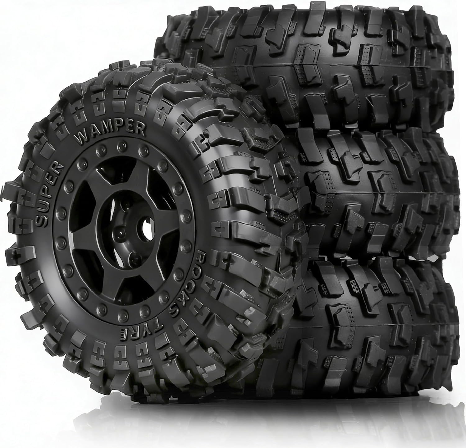 1.0 Beadlock Wheels and Tires（4pcs） 1.0 Crawler Tires OD 51 * 20mm Plastics 1.0 Wheel 1/18 1/24 RC Crawler Tires for SCX24 TRX4M FMS FCX24 FCX18 AX24 (at)