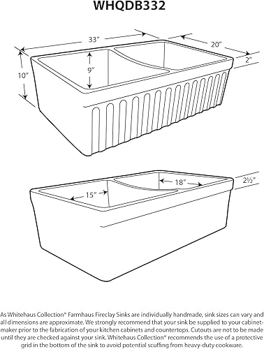 Vista 12 de Whitehaus Collection WHQDB332-BLACK Quatro Alcove Kitchen, Arcilla refractaria, Delantal Delantal Delantal, Brillante, Negro
