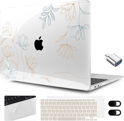 MEEgoodo for MacBook Air 13.3 inch Case 2021 2020 2019 2018 A2337 M1 A2179 A1932, Clear Case for MacBook Air M1, Hard Shell with Keyboard Webcam