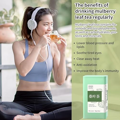 Miniatura 6 de DOZO Bolsas de té de hoja de morera, té de hojas de morera, 4.59 oz130 g (40 bolsas) hojas sueltas de morera seca Sang Ye, té de hierbas sin azúcar