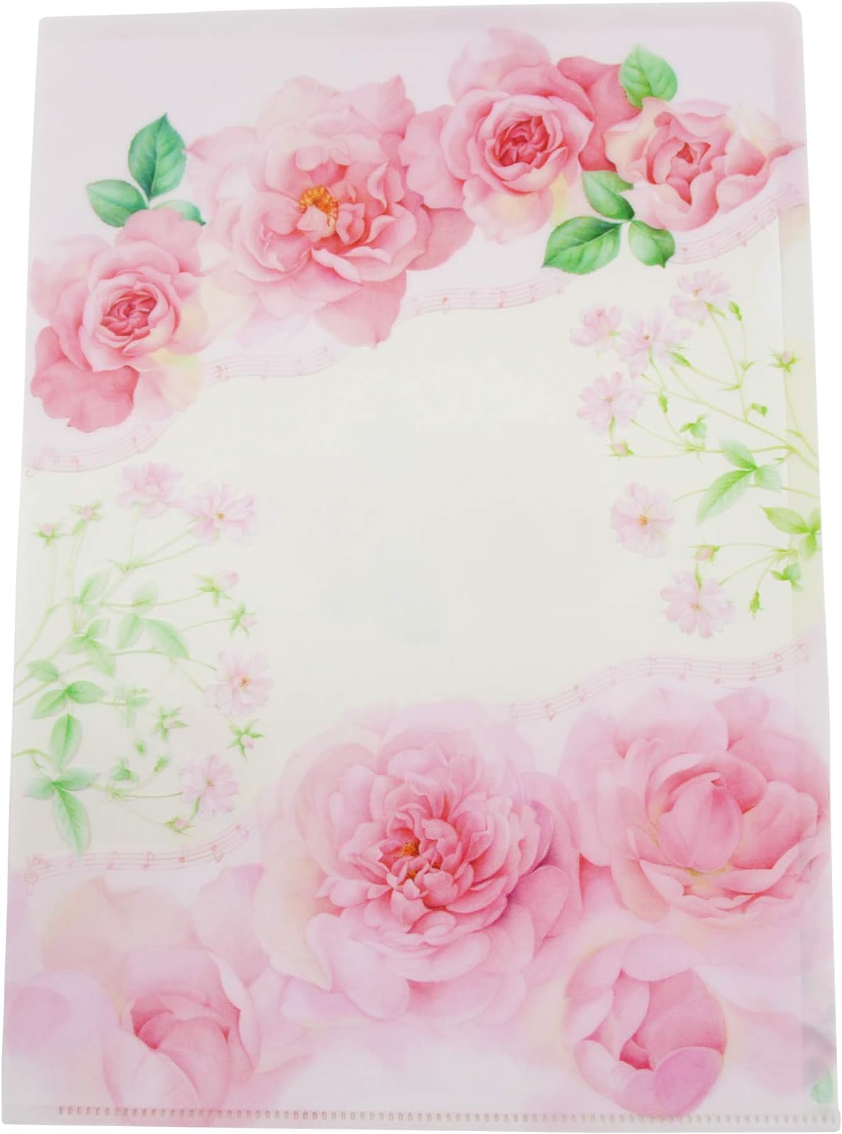 Frontia A4 Size 8.27" x 11.69" Clear Plastic Folder Flower Design Cute Froral Japan Import