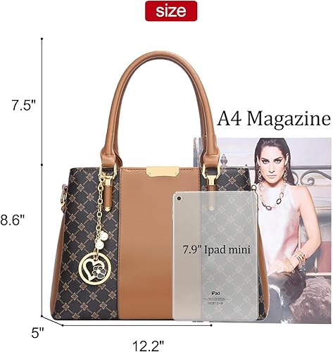 Miniatura 6 de KKXIU 3 Zippered Compartments Purses and Handbags for Women Top Handle Satchel Shoulder Ladies Bags