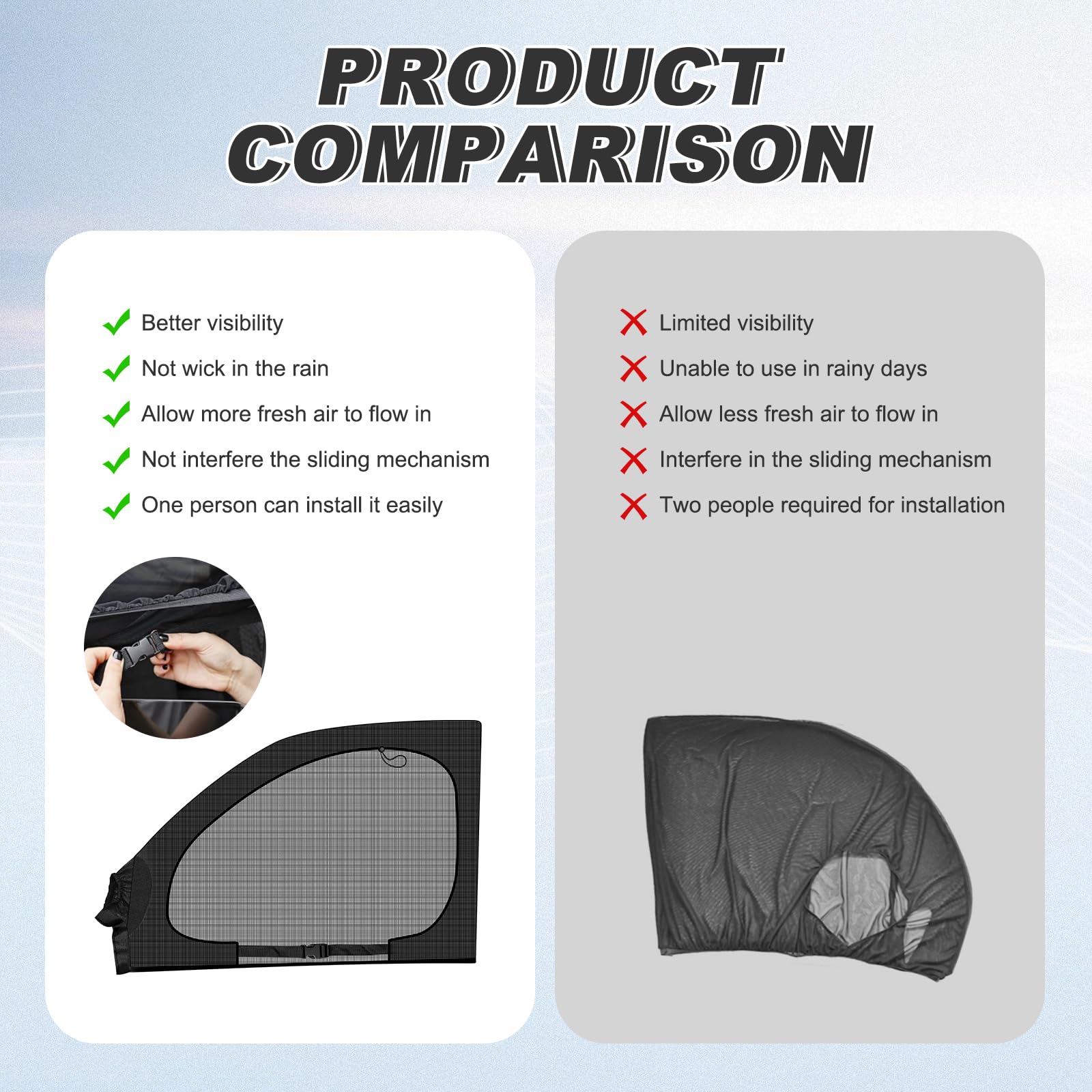 2 Stück Magnetische Seitenfenster Moskitonetz Insektenschutzgitter passend für VW T4 T5 T6 für Autovordertüren, Atmungsaktiv, ideal für Outdoor Camping & Reise