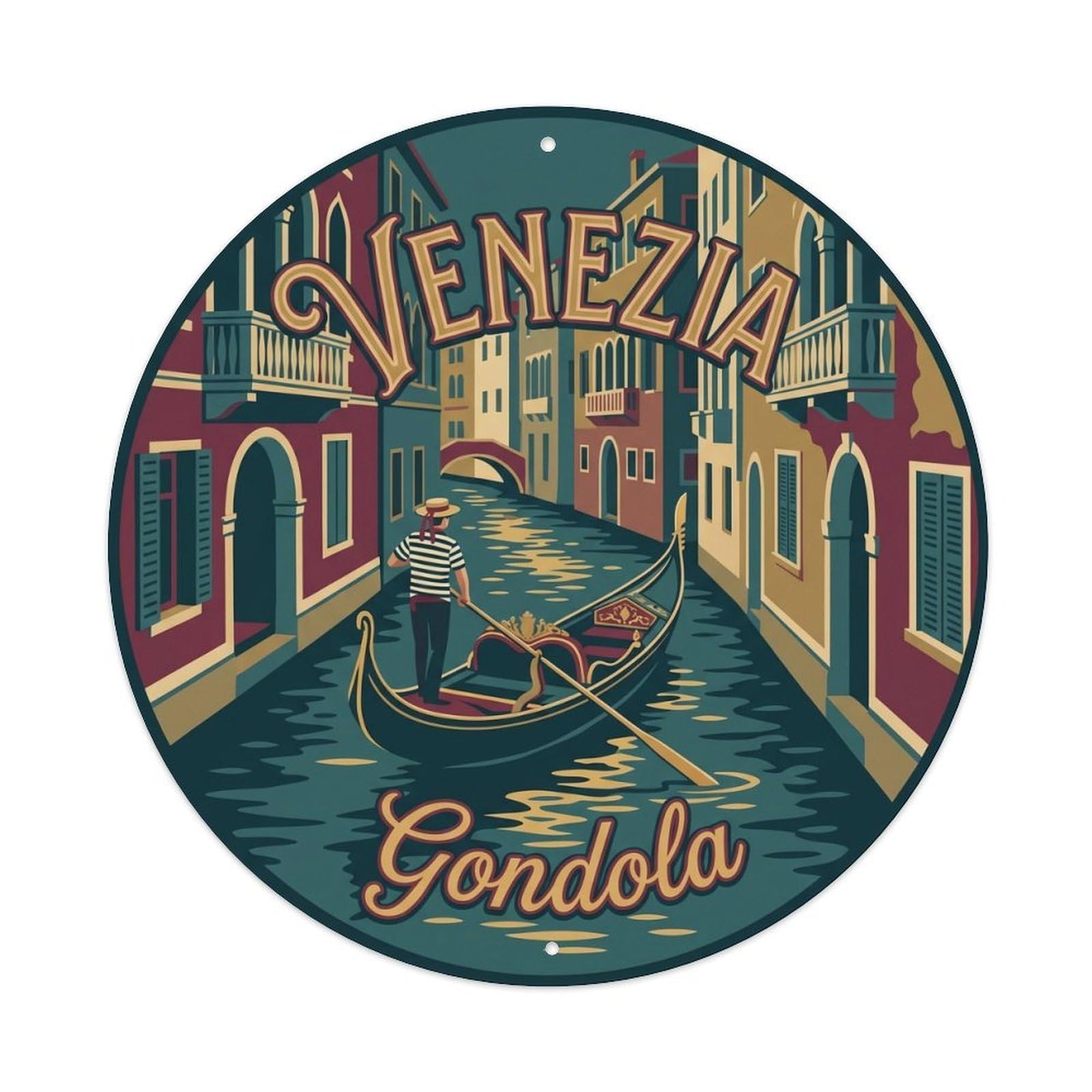 Vintage Travel Venice Gondola Waterway Metal Tin Sign Plaque