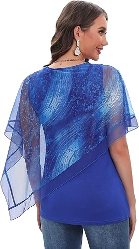 Miniatura 2 de SeSe Code Blusas elegantes de malla para mujer, poncho fluido, camisas casuales elegantes