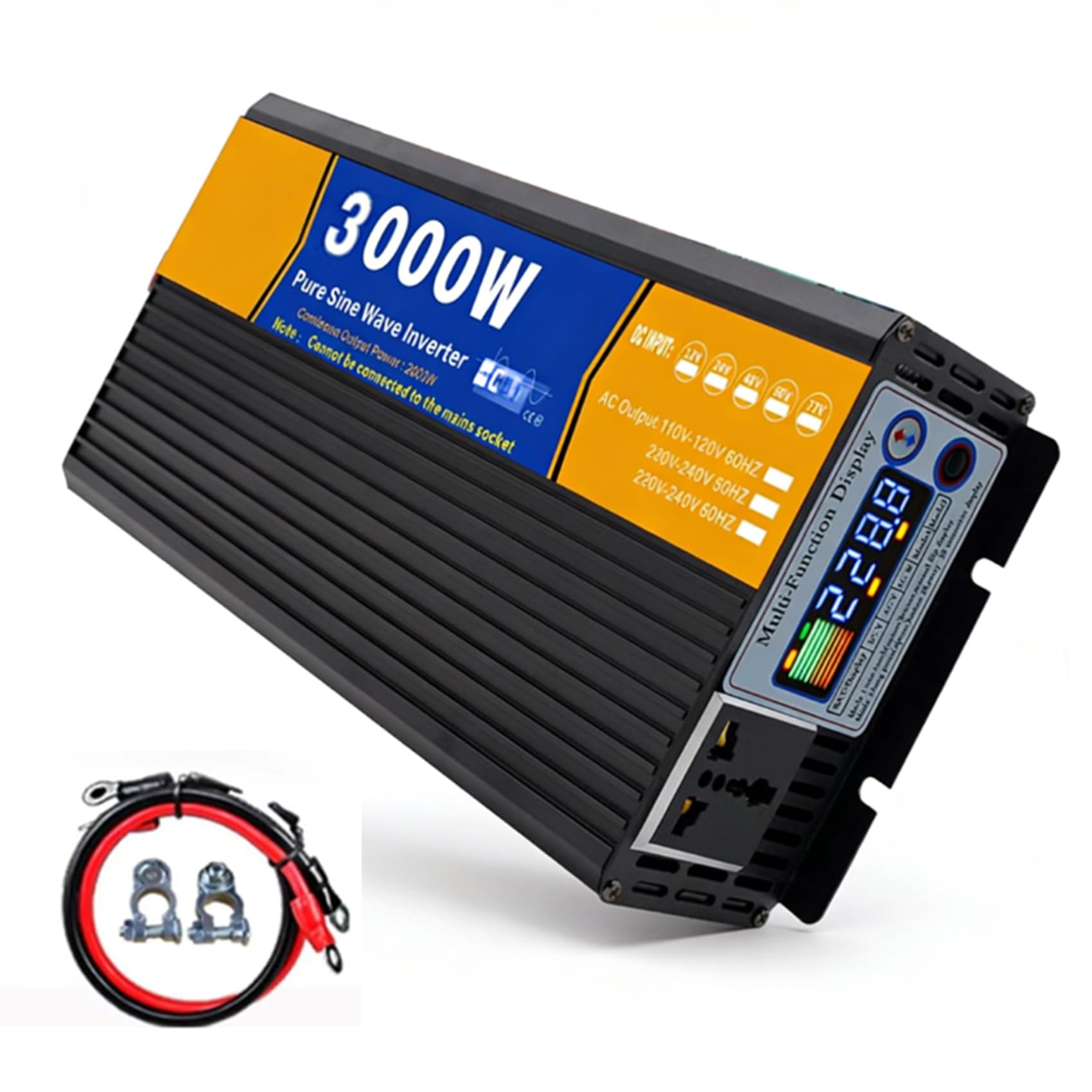 48v to 230v,Przetwornica czystej fali sinusoidalnej 72V na 110V, 3000W 12V/24V/48V/60V/72V DC na 110V/230V AC, z wyświetlaczem LCD, do zastosowań w solarnych systemach off-grid