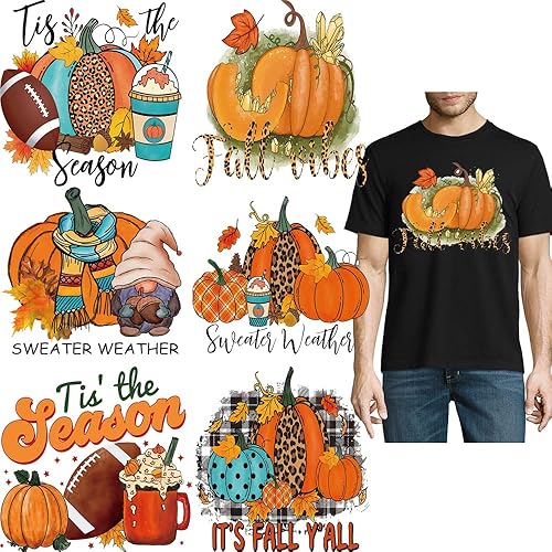 Parches termoadhesivos de Acción de Gracias, calcomanías para planchar con calabaza, gnomo de otoño, adhesivo de vinilo de transferencia de calor,