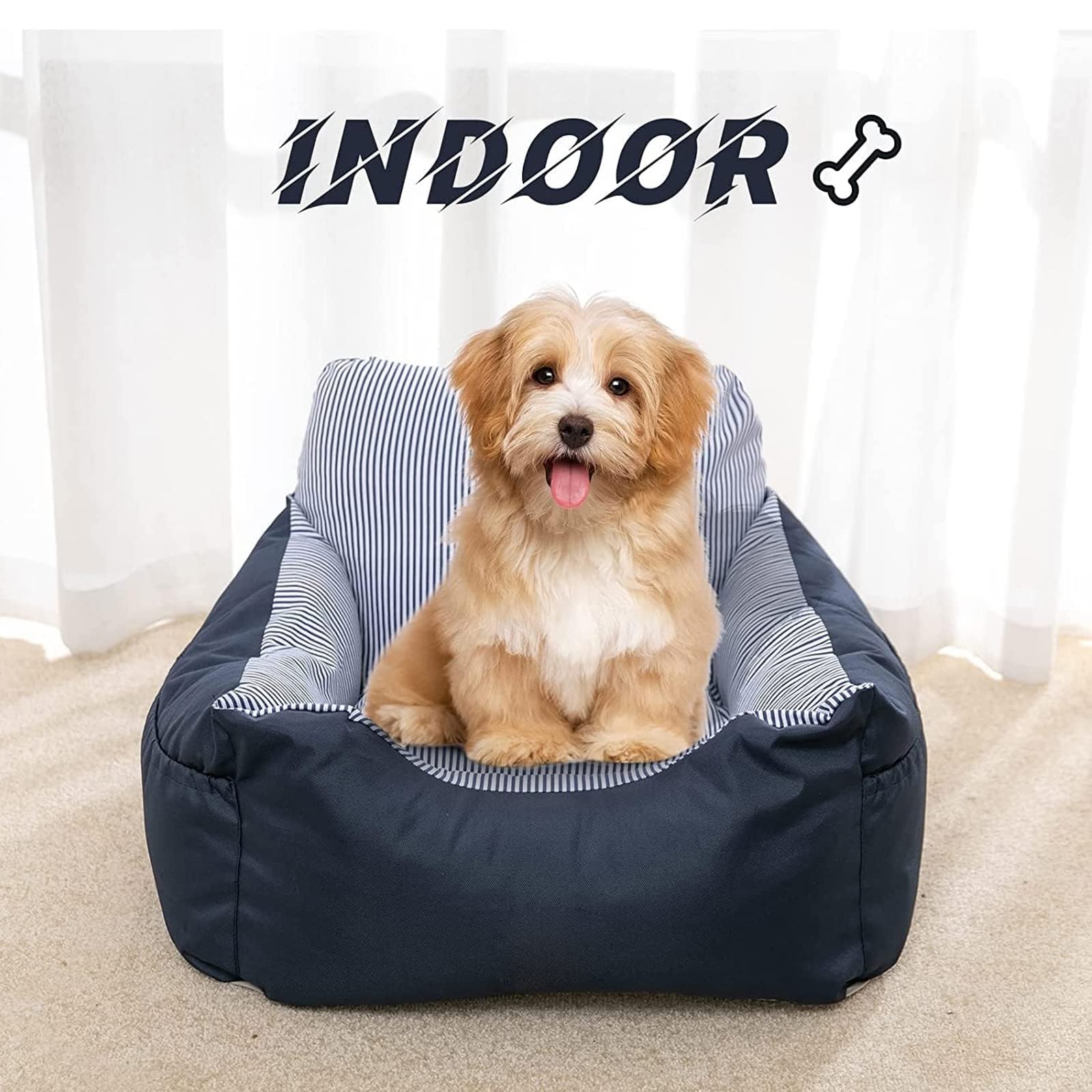 Asiento De Coche para Perros, Asiento Elevador para Mascotas con Cama para Cachorros Y Gatitos, Cama para Mascotas para Interior con Bolsa De Almacenamiento, Correa De Arnés