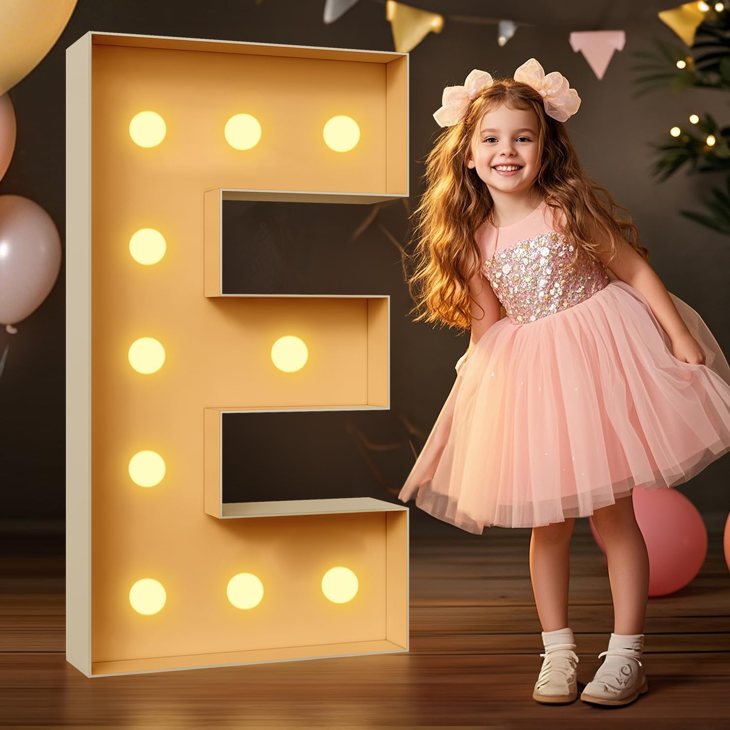 4FT Marquee Light Up Letters E, Large Light Up Letters for Baby Shower Anniversary, Pre-cut Foam Board Set for Birthdays Party Decor Wedding Decoration(E)