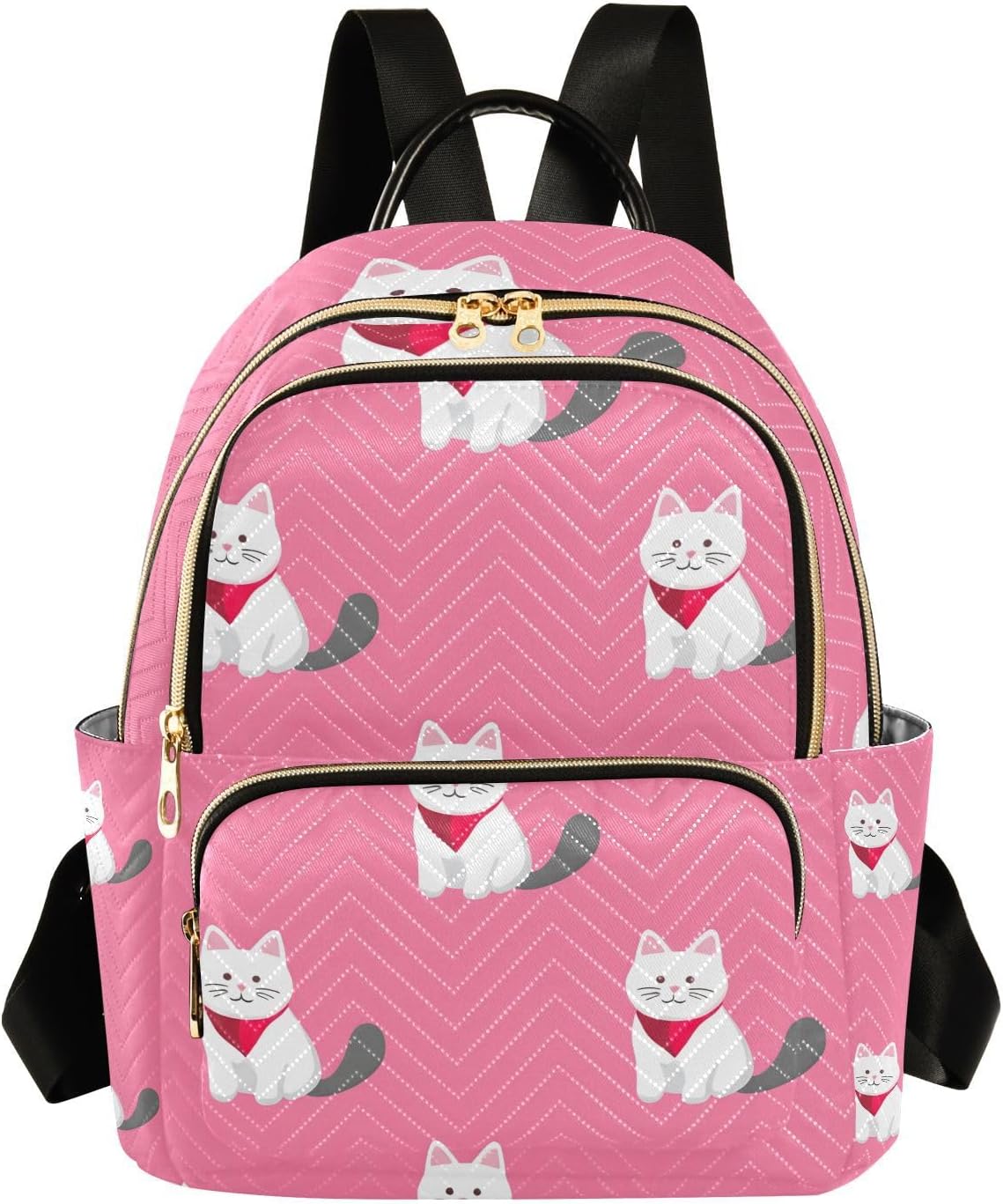 Cute Cats Pink Mini Backpack for Women Quilted Small Backpack Purse Causal Daypack for Travel, S