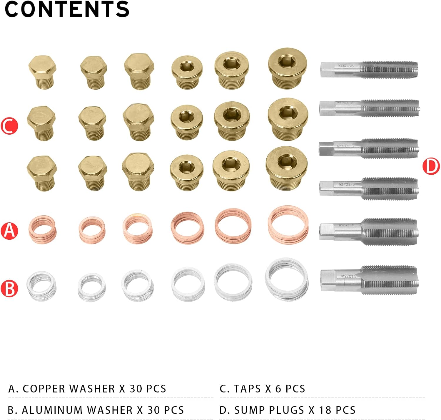 BILITOOLS 9-Piece Axle Spindle Thread Chaser Set, Thread Rethreading Restorer Tool Metric M20 M22 M24 & UNF 13/16”3/4”&84-Piece Oil Pan Drain Plug Thread Repair Kit M13 M15 M17 M20 M22