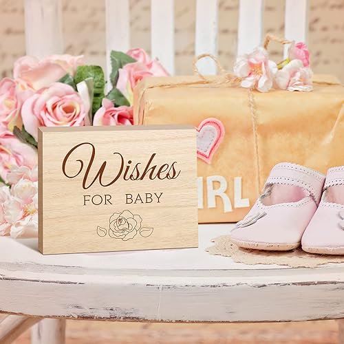 Miniatura 5 de Paquete de 50 tarjetas de consejos para baby shower y caja de recuerdo de madera para bebés, tarjetas de consejos para bebés, tarjetas de bebé para