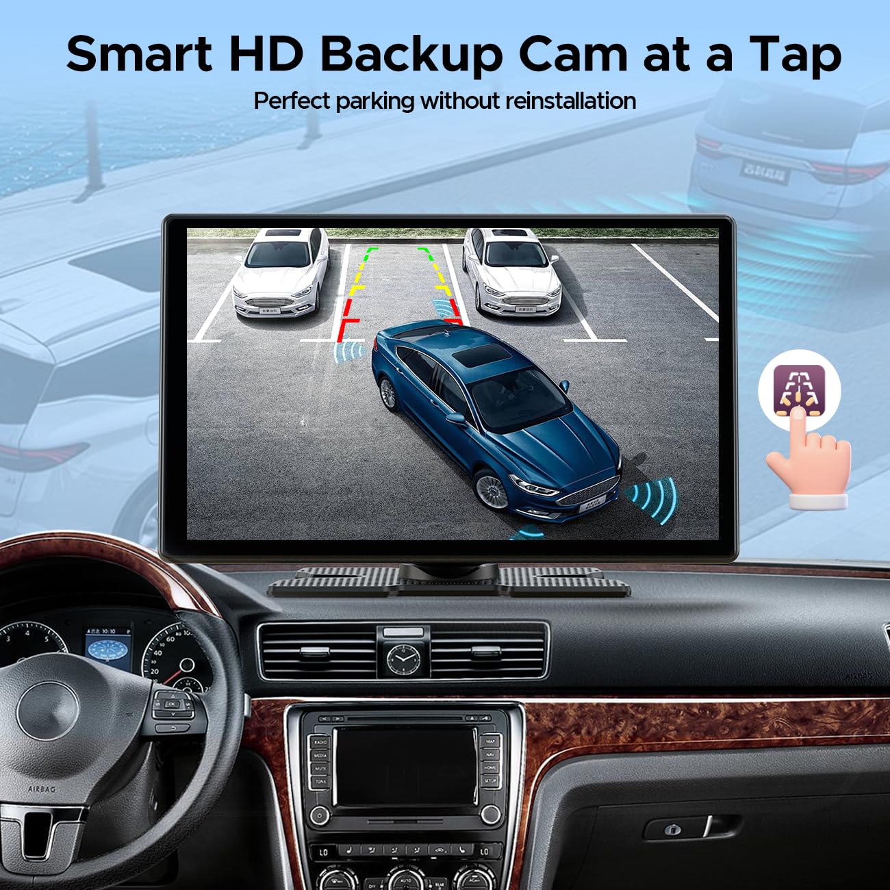 LAMTTO Net-flix Carplay Android Auto ekran samochodowy 3 w 1 z YouTube, Tiktok, ekran dotykowy 9 cali, kamera kopii zapasowej, nawigacji, asystenta głosowego, Spotify, Bluetooth, AUX, FM, OTA