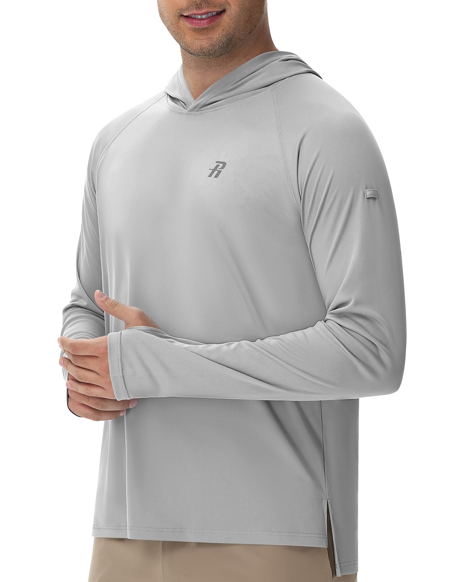 Runhit UPF 50+ Fishing Shirts for Men, Long Sleeve Sun Protection Lightweight Hoodie, UV Hiking Running Rash Guard