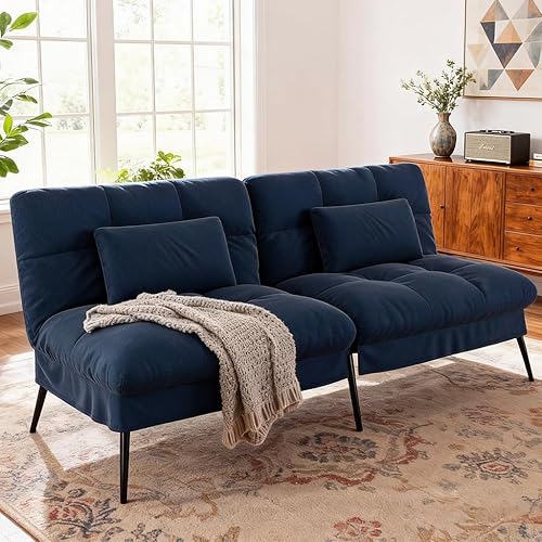 Miniatura 6 de COMHOMA Sofá cama convertible, sofá de tela de 68 pulgadas con respaldo ajustable, sofá biplaza reclinable, sofá cama, muebles de sala de estar,