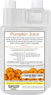 Pumpkin Juice 11-8-5 - Foliar Liquid Fertilizer with Essential Micro-nutrients for Pumpkins and Vegetables (1 Quart)