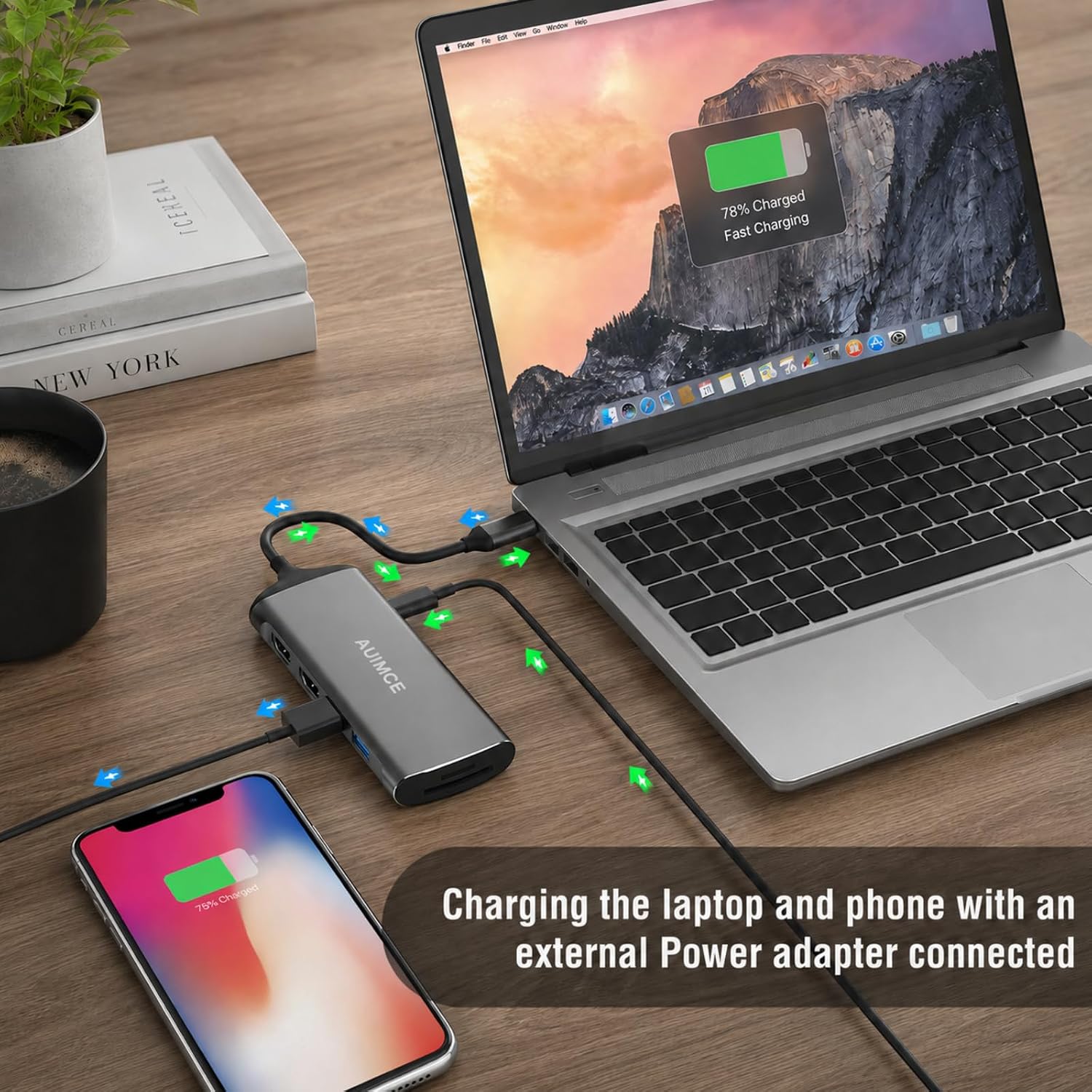 USB-C Docking Station Dual Monitor 2 HDMI 4K@60Hz, 7 in 1 USB C Hub Multiport Hdmi Splitter Adapter, 100W PD Port, 2X USB 3.0, SD/TF Card Reader, Portable Aluminum Dock for Windows Laptops