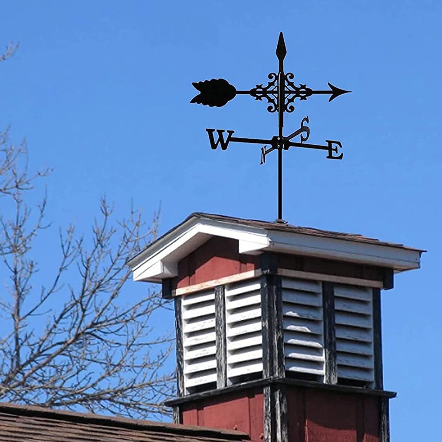 Weathervane with Arrow Ornament Weather Vane for Roof All Steel Metal Construction Weathervane for Gardens Homes Sheds Fence Posts pergolas Farms