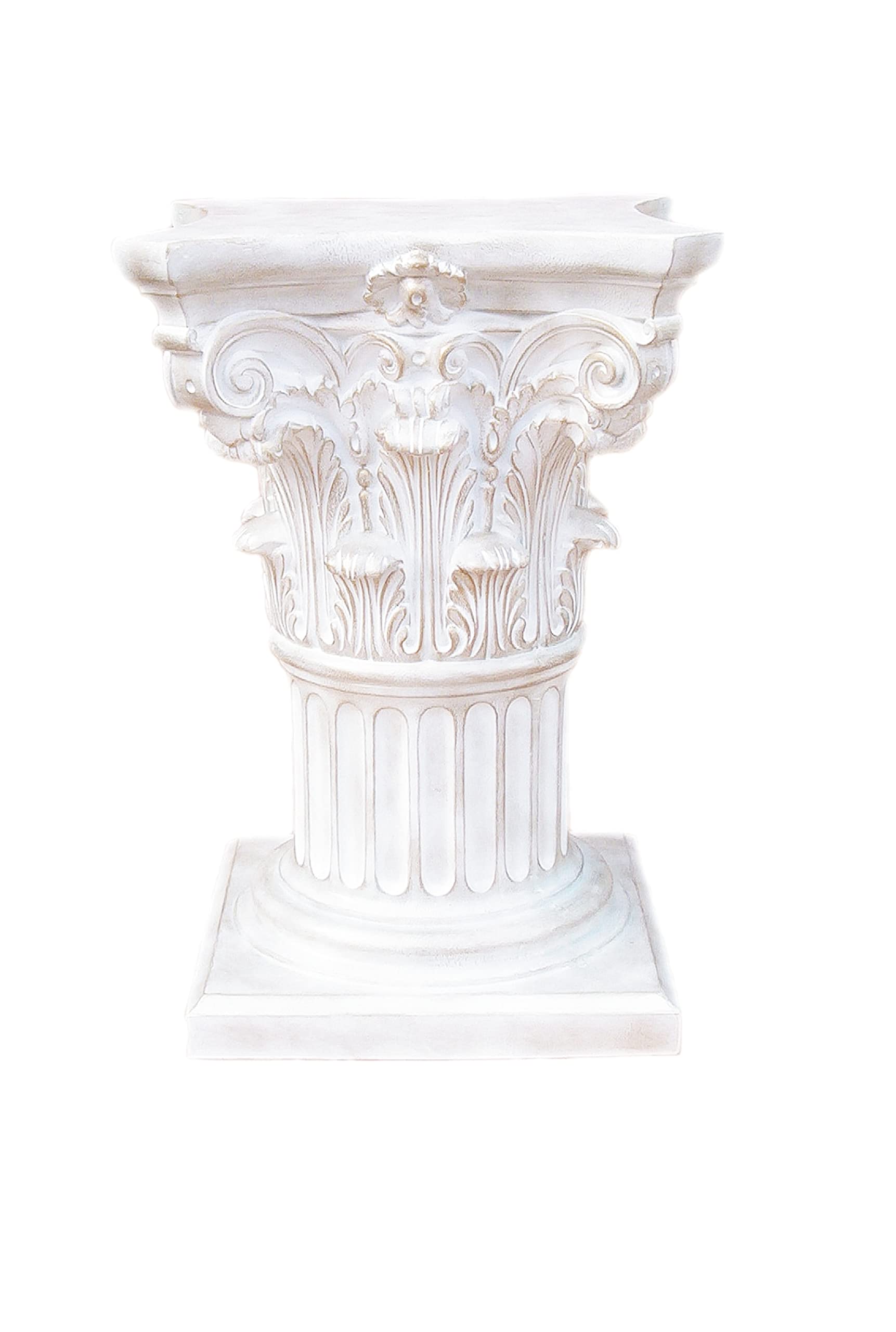 Kunibert Columna de flores decorativa, pedestal, altura de 72 cm, ancho de 52 x 52 cm, color blanco con dorado