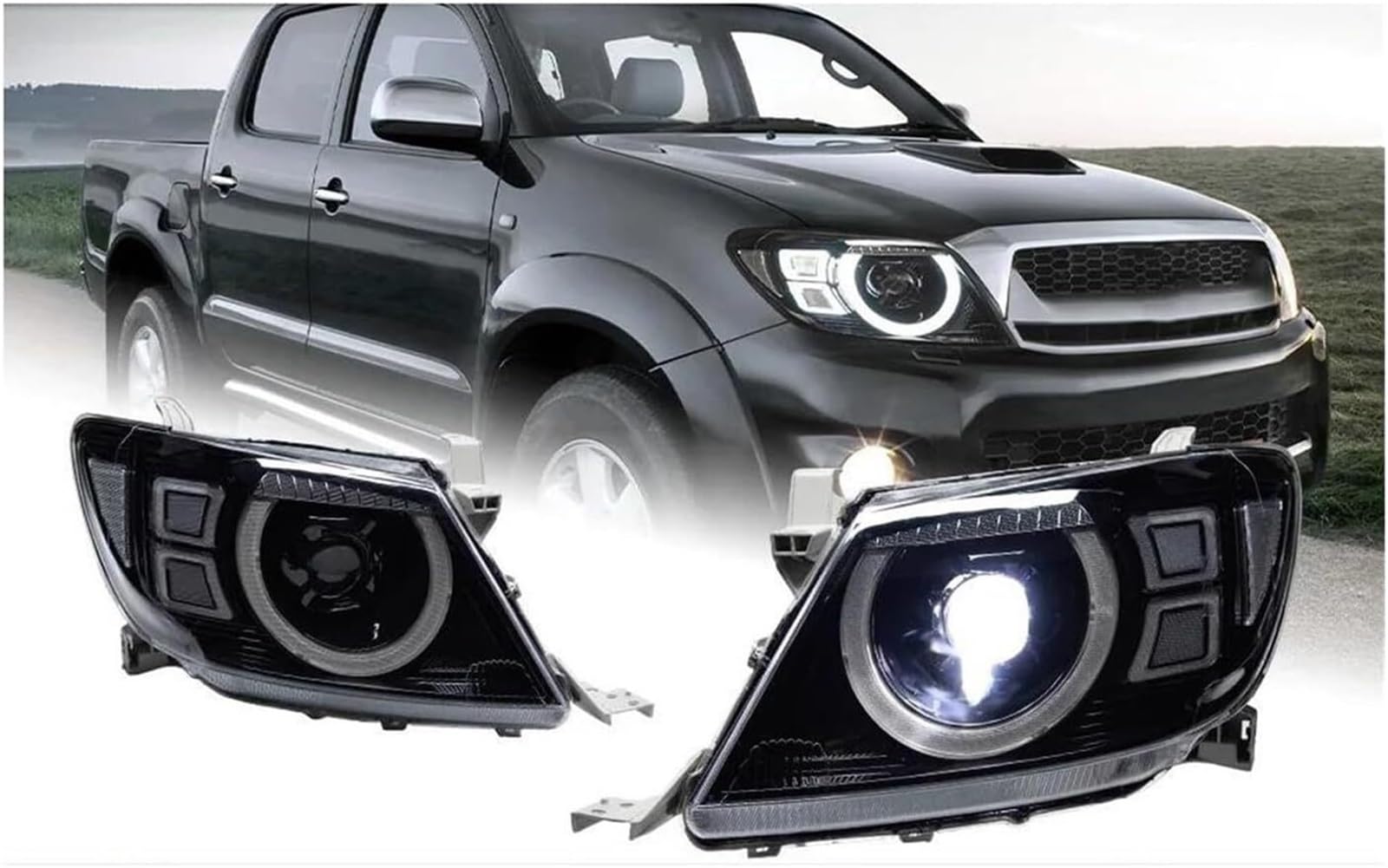Fari dell'auto Faro anteriore per Toyota per Hilux per Vigo 2007-2011, luci per auto a LED, lampada con proiettore DRL