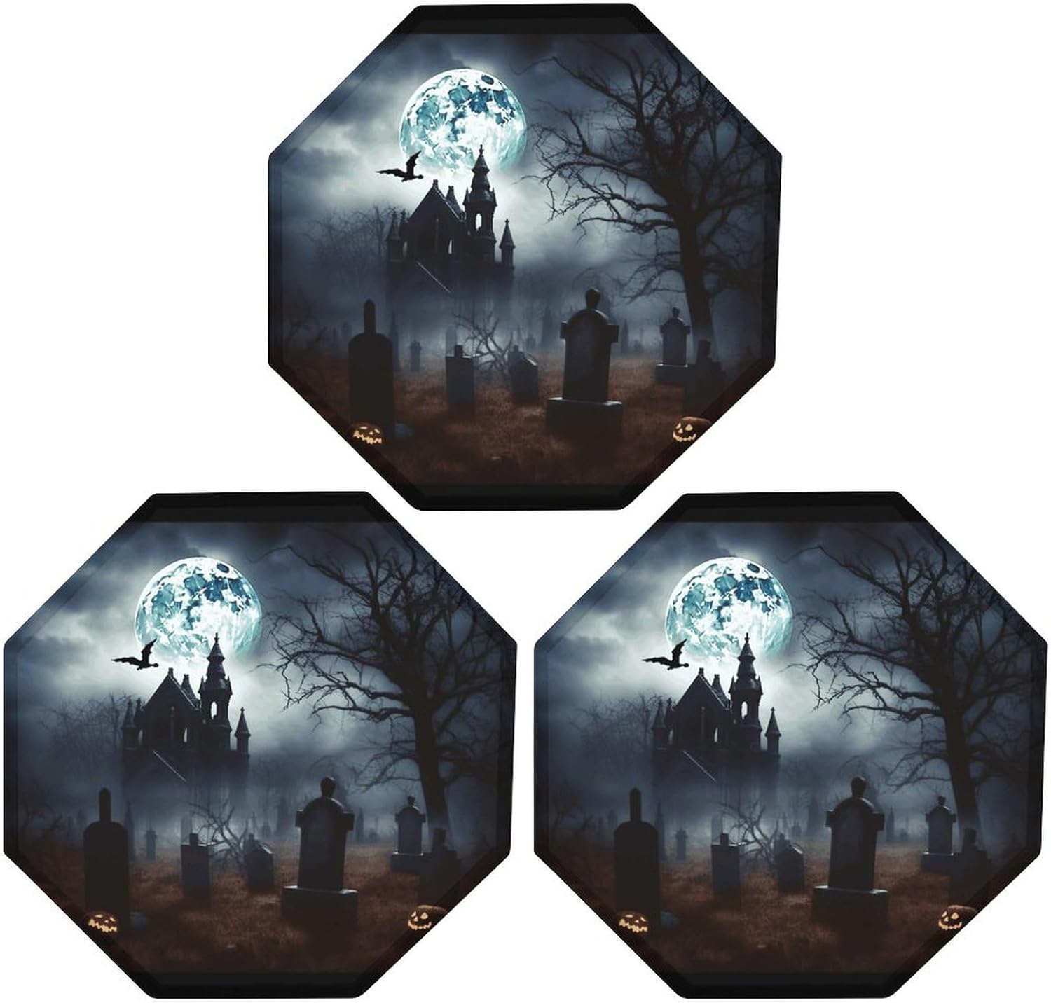 Ctagon Metal Sign for Home, Modern Display Plate for Kitchen, Gothic Happy Halloween Plates Accent Hanging Wall Decorations 3PCS for Living Room, Bedroom, Hallway, Hotel