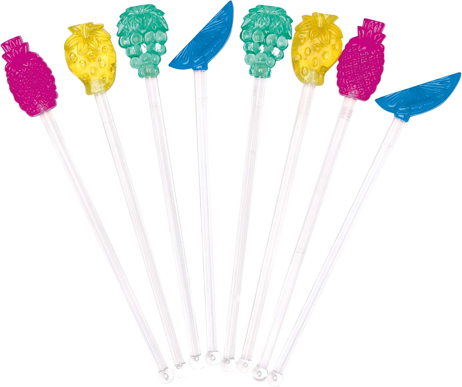 BarCraft Novelty Cocktail Stirrers/Swizzle Sticks, Fruit Designs, 19.5