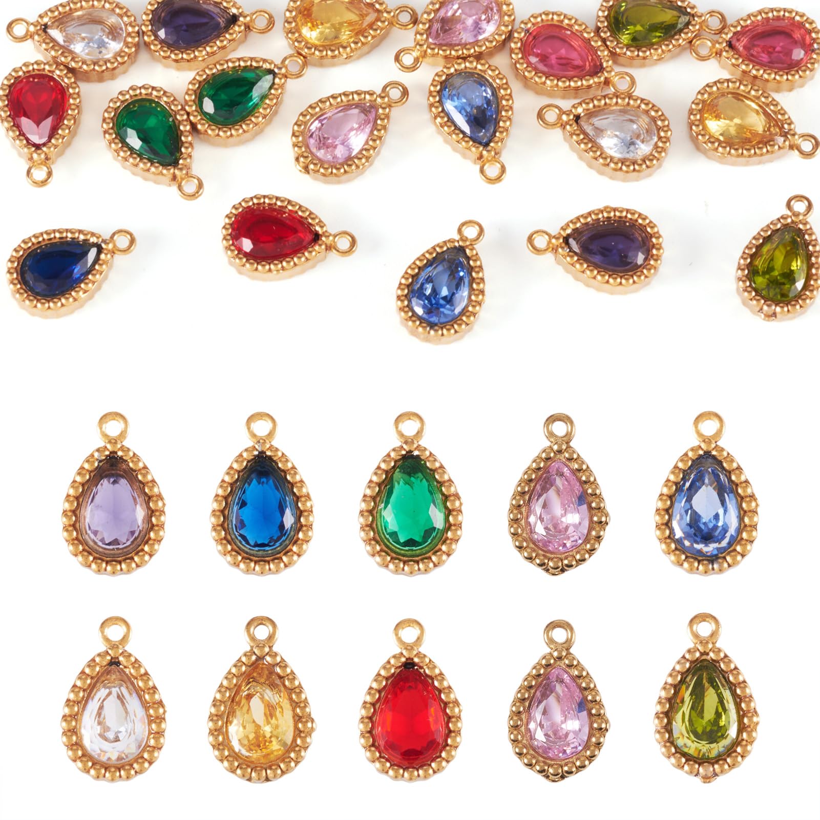 FASHEWELRY Crystal Birthstone Pendant Faceted Glass Rhinestone Pendant for Bracelet Necklace Earring Jewelry Making