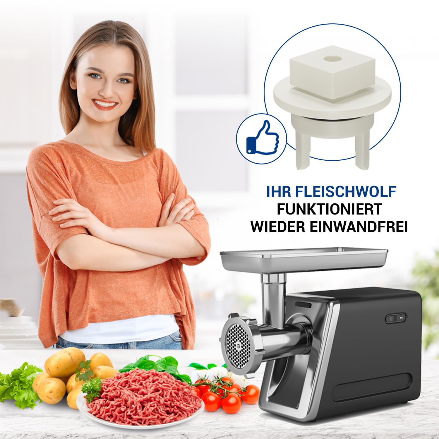 VIOKS 2x sprzęgło z tworzywa sztucznego na wał napędowy maszynki do mięsa, zamiennik dla Bosch 00418076 00020470, sprzęgło do maszynki do mięsa Bosch MF155 MFW15 MUM4 MUM5 MUZ4FW Champion