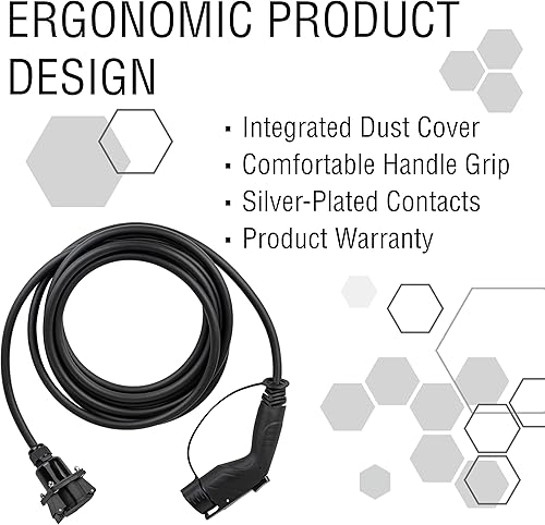 Miniatura 6 de Cable de extensión de cargador EV de nivel 2 – 40A SAE J1772, cable de carga universal tipo 1 de 20 pies, resistente, resistente al agua IP67,