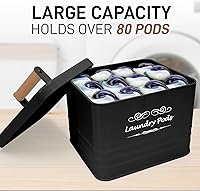 Vista 2 de ELITAPRO Contenedor moderno de granja para cápsulas de detergente - Porta cápsulas de metal con tapa para decoración y accesorios de lavandería