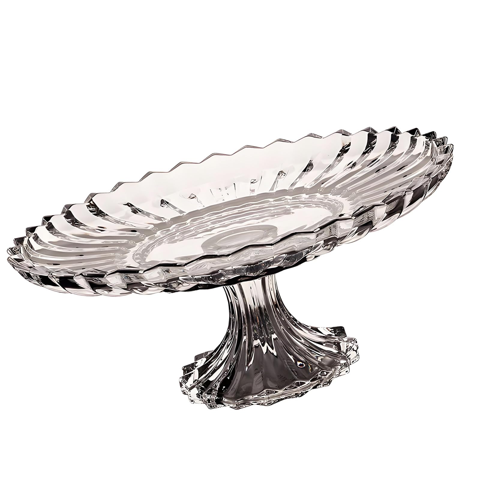 Shntig Round Fruit Bowl, Decorative Bowl, Glass Crystal Pedestals Bowls for Kitchen Counter Decors Cake Candy Snacks Organizers Candy Snacks Plate