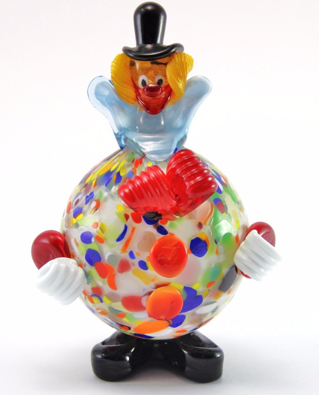 Clown de Murano haut de gamme en verre italien sculpture d'art de 18cm