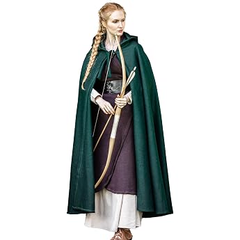 Leonardo Carbone&reg; Unisex Classic Medieval Cape Elinor &ndash; Medieval Clothing Men & Women, Cape Men, Hobbit Costume, LARP Clothin