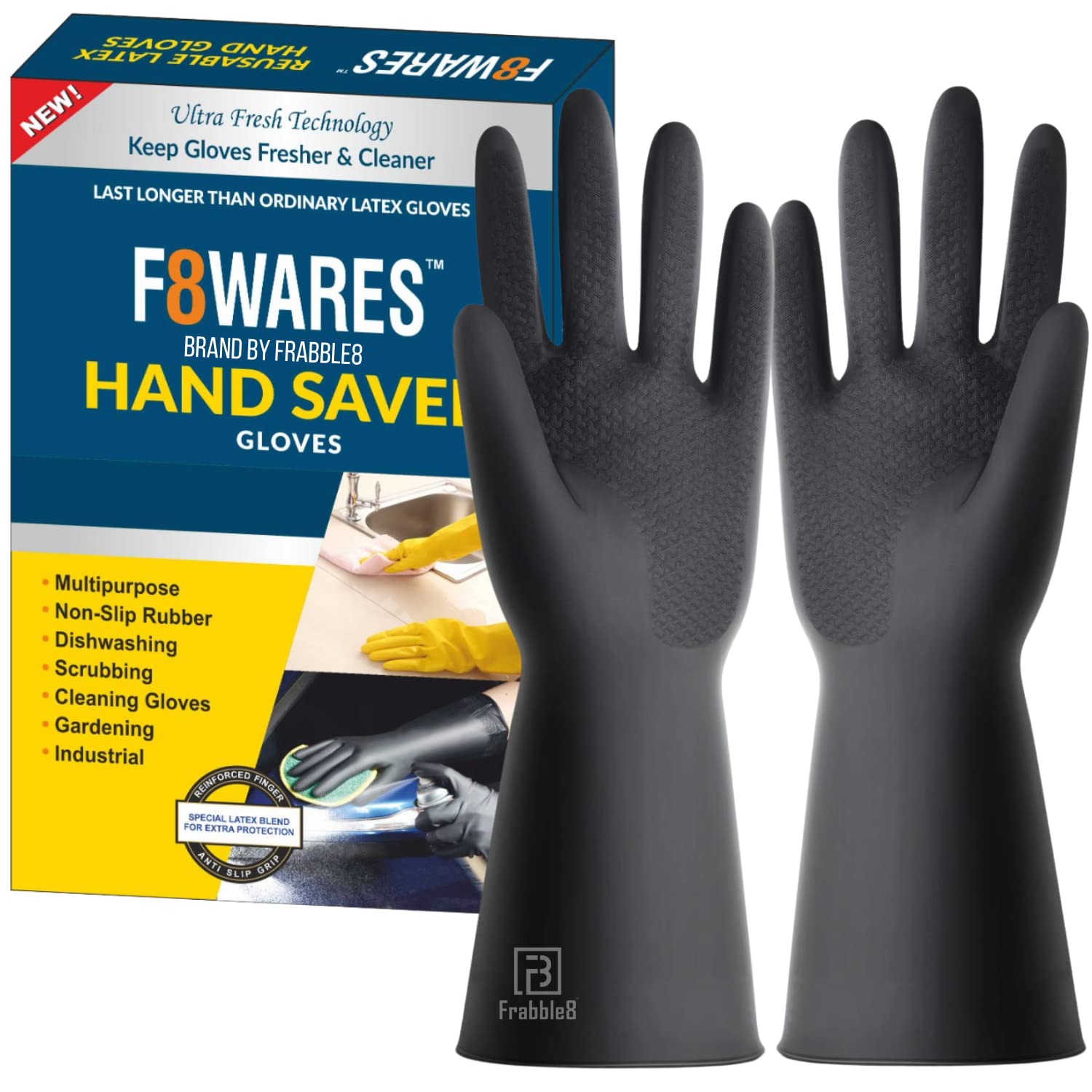 Frabble8 Multipurpose Rubber Latex Heavy-duty Reusable Gardening Kitchen Dish washing Cleaning Industrial Hand Gloves For Men Women 12 Inch Long (XL, 4) (B09HC3RTLF) Amazon Price History, Amazon Price Tracker