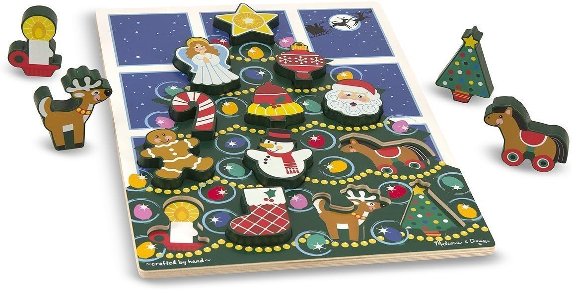 Melissa & Doug Holiday Christmas Tree Wooden Chunky Puzzle (13 pcs)