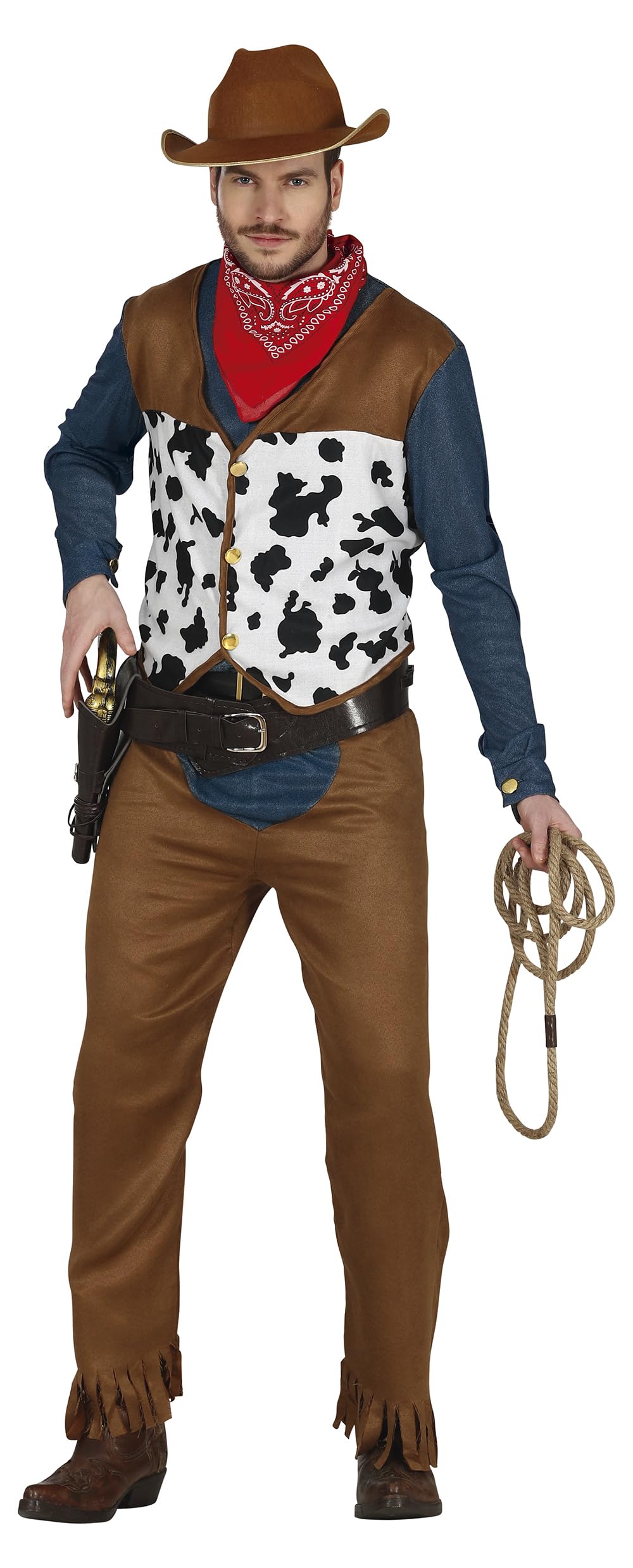 FIESTAS GUIRCA Western Cowboy Fancy Dress Costume - Sheriff Rodeo Cowboy for Men Size M