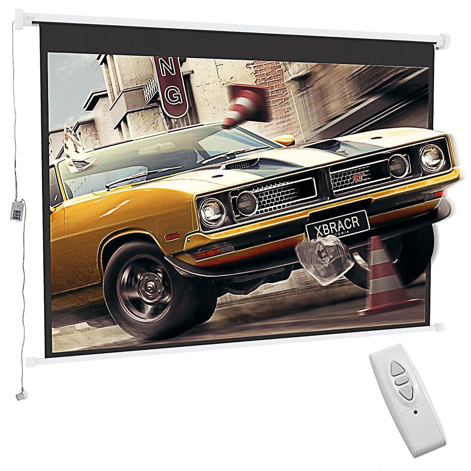 INMOZATA Beamer Leinwand Elektrisch 72 Zoll/ 166x124cm 4:3 Motorleinwand | Elektrische Leinwand Deckenmontage & Wandmontage, Projektor Leinwand Beamer mit Fernbedienung für Heimkino Büro, Weiß